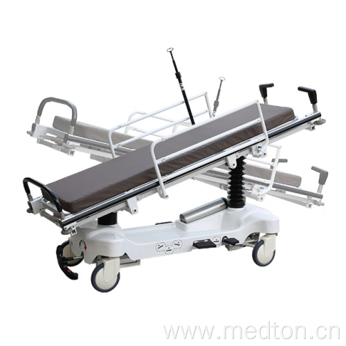 Cama de carrinho hospitalar de emergência de alumínio hidráulico
